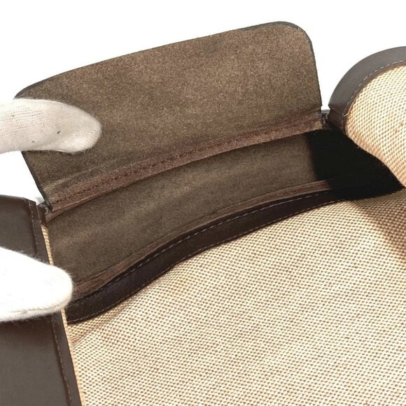 HERMES Equi Pouch Flap Bag Clutch bag Leather/Canvas Beige/Brown - Picture 15 of 15